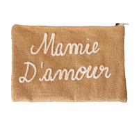 Homemaison - Pochette Jute Mamie d'amour - Accessoire Déco Pratique - Toile de Jute Naturelle, Broderie Émotionnelle - Rangement Souvenirs, Objets Personnels - 27 x 20 cm - Naturel