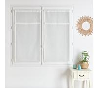 Homemaison QABANE - Paire de Voilages avec Ruban Macramé - Étamine Polyester - Motif Uni - Ruban Macramé Artisanal - Style Bohème Moderne Scandinave - Taille 2 x 60 x 160 cm - Couleur Blanc Cassé