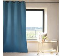 Homemaison QABANE - Rideau 100% Occultant Thermique Phonique Chiné - Polyester - Isolation Acoustique et Obscurité Totale - pour Chambre Salon Fenêtre Porte - 135 x 260 cm - Bleu Pétrole