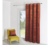 Homemaison QABANE - Rideau en Velours Feutré Uni - Velours Doux Épais - Occultant Anti Bruit Thermique - pour Salon Chambre Bureau - 8 Œillets Ø 4 cm - 135 x 260 cm - Cuivre