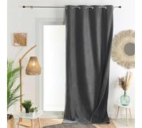 Homemaison QABANE - Rideau Thermique Phonique KONFOR - Flanelle Polyester - Occultant Isolant Froid et Bruit - Chambre Salon Bureau - 8 Oeillets - 140 x 180 cm - Gris Anthracite