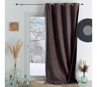 Homemaison QABANE - Rideau Thermique Phonique KONFOR - Flanelle Polyester - Occultant Isolant Froid et Bruit - Chambre Salon Bureau - 8 Oeillets - 140 x 180 cm - Taupe