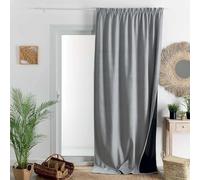 Homemaison QABANE - Rideau Thermique Phonique Semi Occultant à Galons Fronceurs KONFOR - Polyester - Isolation Acoustique - Voilage Chambre, Salon - 140 x 260 cm - Gris Perle