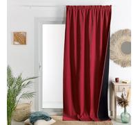Homemaison QABANE - Rideau Thermique Phonique Semi Occultant à Galons Fronceurs KONFOR - Polyester - Isolation Acoustique - Voilage Chambre, Salon - 140 x 260 cm - Rouge