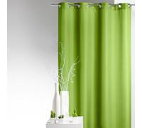 Homemaison - Rideau 80% Occultant Uni - Polyester - 8 Œillets Ronds Argentés - Obscurcissant Fenêtre Porte - Prêt-à-Poser - Chambre Salon Bureau - 135 x 260 cm - Vert