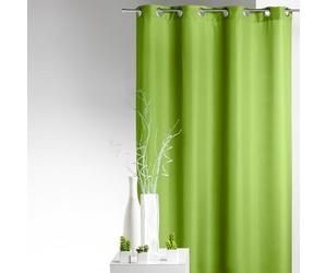 Homemaison - Rideau 80% Occultant Uni - Polyester - 8 Œillets Ronds Argentés - Obscurcissant Fenêtre Porte - Prêt-à-Poser - Chambre Salon Bureau - 135 x 260 cm - Vert