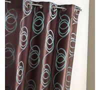 Homemaison - Rideau Ameublement Jacquard 'Tourbillons' - Jacquard - Motif à Tourbillons - 8 Œillets Ronds Ø 4 cm - pour Salon Chambre - Finition Ourlet - 140 x 260 cm - Prune