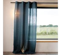 HomeMaison Rideau Ameublement - Rideau Uni - Rideau 100% Polyester - Rideau d'Ameublement Lin-Rideau d'Ameublement Bleu- Rideau 140 X 260 cm