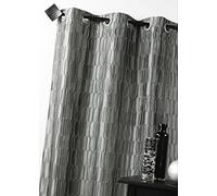 Homemaison - Rideau d'Ameublement en Jacquard - 100% Polyester - Touche Ethnique pour Salon, Chambre - Ø 4 cm Oeillets Ronds Argent - 135 x 260 cm - Écru