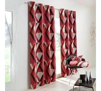 Homemaison - Rideau d'Ameublement Géométrique - 100% Polyester - 8 Œillets Ronds Argent Mat - Prêt à Poser pour Salon, Chambre - Graphique et Tamisant - 140 x 260 cm - Rose Blush