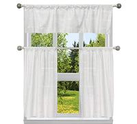 Homemaison Rideau de Cuisine à Carreaux Motif Carreaux de Buffle métallique 10,2 cm, Blanc/argenté., 29x36