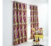 Homemaison - Rideau Design à Motifs Triangulaires - 100% Polyester - Tamisant, avec Oeillets, Dégradé de Couleurs - pour Chambre, Salon, Fenêtre - 140 x 260 cm - Rose Blush