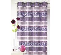 HomeMaison Rideau en Jacquard à Rayures Horizontales colorées, 100% Polyester, Gris