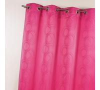 Homemaison - Rideau en Jacquard avec Imprimés Cercle - Polyester - Tamisant pour Salon et Chambre - Prêt à Poser avec Œillets - 140 x 260 cm - Fuchsia