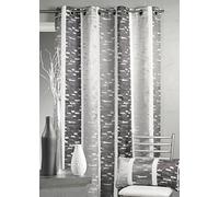 HomeMaison Rideau en Jacquard Design à Rayures Verticales, 100% Polyester, Bordeaux