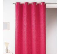 Homemaison - Rideau en Jacquard Fantaisie - Polyester 100% - Imprimés Ton sur Ton - Tamisant avec Œillets Ronds Argentés Ø 4 cm - Idéal pour Salon ou Chambre - 135 x 260 cm - Fuchsia