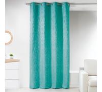 Homemaison - Rideau en Jacquard Fantaisie - Polyester 100% - Imprimés Ton sur Ton - Tamisant avec Œillets Ronds Argentés Ø 4 cm - Idéal pour Salon ou Chambre - 135 x 260 cm - Bleu Azur