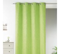 Homemaison - Rideau en Jacquard Fantaisie - Polyester 100% - Imprimés Ton sur Ton - Tamisant avec Œillets Ronds Argentés Ø 4 cm - Idéal pour Salon ou Chambre - 135 x 260 cm - Vert Clair