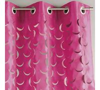 Homemaison - Rideau en Taffetas Léger Découpe Laser - Polyester 100% - Motifs Découpés, Léger - Oeillets Ronds Ø4 cm - Salon, Chambre, Cuisine - 140 x 260 cm - Rose Blush