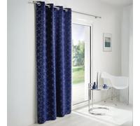 Homemaison - Rideau Obscurcissant à Motifs Argentés - 100% Polyester - 8 Œillets Ronds - Prêt à Poser pour Chambre, Salon, Bureau - Atténue Lumière - 140 x 260 cm - Bleu
