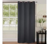 Homemaison - Rideau Occultant Uni Coloré - Polyester - Tissu 260 g/m² - 8 Œillets Ronds Argent - Isolation Thermique et Phonique - Chambre Salon Bureau - 140 x 260 cm - Noir