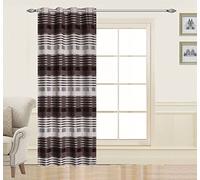 Homemaison Rideau rayé à œillets, Polyester, Chocolat, 260x140 cm
