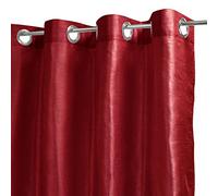 Homemaison Rideau Uni en Etamine à Aspect Soie, Polyester, Rouge, 250x140 cm