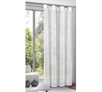 Homemaison Rideau Uni en Voile Froissé, Polyester, Blanc, 245x135 cm