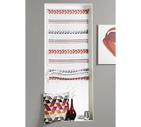 Homemaison - Store Bateau en Étamine à Rayures Géométriques - Polyester - Ajustable avec Rubans Satin - Fenêtre Intérieur Moderne - Prêt à Poser - 45 x 130 cm - Violet Parme