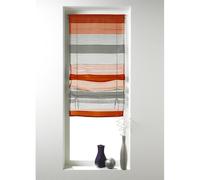 Homemaison - Store Bateau en Organza à Rayures Horizontales - 100% Polyester - Barre de Lestage Ajustable - Intérieur Contemporain Chic - Prêt-à-Poser - 60 x 130 cm - Orange