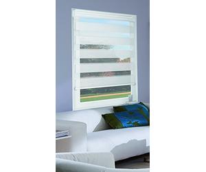 Homemaison - Store Enrouleur Jour/Nuit - Polyester Bi-Matière - Tissu Voile et Tamisant - Mécanisme à Chaînette - Fixation sans Percage - Barre de Lestage Blanche - 62 x 170 cm - Marron Chocolat