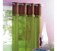 Homemaison - Voilage en Etamine à Bordure de Plume - Polyester 100% - Bicolore avec Guirlande de Plumes - pour Salon, Chambre - 140 x 240 cm - Vert Clair