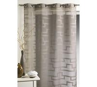 Homemaison - Voilage en Étamine à Imprimés Géométriques Orchidée - 100% Polyester - Tamisant & Élégant - 8 Œillets Ronds Argentés Ø 4 cm - Salon Chambre Cuisine - Vert Tilleul - 140 x 260 cm