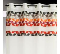 Homemaison - Voilage en Étamine à Parement Haut Triangle - Polyester - Motifs Géométriques - Prêt-à-Poser avec Oeillets Ronds Argentés - Protection Intérieure - 140 x 240 cm - Orange