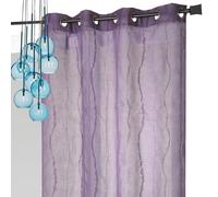 Homemaison - Voilage en Étamine Brodé Vagues Verticales - 100% Polyester - Transparent Tamisant - Oeillets Métal Ø 4 cm - Fenêtre Salon Chambre Cuisine - 140 x 240 cm - Lilas