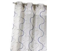 HomeMaison Voilage en étamine brodée et Fantaisie, 100% Polyester, Bleu
