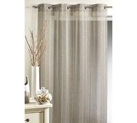 Homemaison - Voilage en Étamine Tissée à Rayures Verticales - Polyester - Rideaux Transparent Uni Fenêtre Salon Chambre - Oeillets Ø4 cm - Prêt à Poser - 150 x 260 cm - Taupe