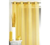 Homemaison - Voilage en Étamine Uni avec Rayures Ton sur Ton - Polyester - Transparent et Tamisant pour Fenêtre - Prêt à Poser avec Œillets - 145 x 260 cm - Ivoire