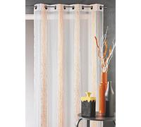 Homemaison - Voilage en Jacquard à Fines Rayures Verticales - Polyester - Transparent et Tamisant pour Fenêtre - Prêt à Poser avec Œillets - 140 x 260 cm - Bleu Azur