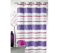 HomeMaison Voilage en Jacquard à Rayures Horizontales colorées, 100% Polyester, Fuchsia