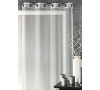 Homemaison - Voilage en Organza Fantaisie Uni - 100% Polyester - Prêt-à-Poser avec 8 Œillets Ronds Argentés - Idéal pour Salon Fenêtre - 140 x 240 cm - Gris Clair