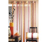 Voilage en organza jacquard à rayures verticales colorées Prune 140x260 cm