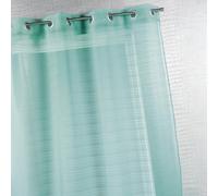 Homemaison - Voilage Fantaisie à Fines Rayures - 100% Polyester - Tamisant et Décoratif pour Salon, Chambre - Ø 4 cm Oeillets Ronds Argent - 140 x 240 cm - Turquoise
