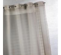Homemaison - Voilage Fantaisie à Fines Rayures - 100% Polyester - Tamisant et Décoratif pour Salon, Chambre - Ø 4 cm Oeillets Ronds Argent - 140 x 240 cm - Tabac