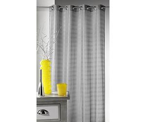 Homemaison - Voilage Fantaisie à Rayures Horizontales Joyeux - Polyester - Oeillets Argents avec Bande de Renfort - Tamisant et Décoratif - Salon, Chambre, Cuisine - 140 x 240 cm - Vert Tilleul