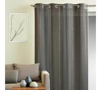 Homemaison - Voilage Fantaisie à Rayures Verticales Tissées - Polyester - Transparent et Tamisant pour Fenêtre - Prêt à Poser avec Œillets - 155 x 260 cm - Gris Clair