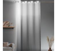 Homemaison - Voilage Fantaisie Ombre à Effet Dégradé - Organza Polyester - Oeillets Ronds Argentés - pour Fenêtre, Salon, Chambre - 140 x 240 cm - Gris Clair