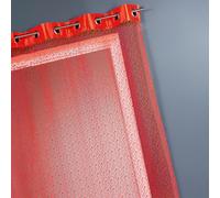 Homemaison - Voilage Filet avec Parement Taffetas - Polyester Uni - Œillets Ronds Argent Ø 4 cm avec Bande de Renfort - Léger pour Salon et Chambre - 140 x 240 cm - Orange