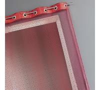 Homemaison - Voilage Filet avec Parement Taffetas - Polyester Uni - Œillets Ronds Argent Ø 4 cm avec Bande de Renfort - Léger pour Salon et Chambre - 140 x 240 cm - Rouge Orangé
