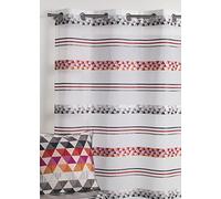 Homemaison - Voilage Jacquard en Étamine Géométrique - Polyester - Rideaux Transparent Fenêtre Salon Chambre - Oeillets Ø4 cm - Prêt à Poser - 140 x 240 cm - Prune